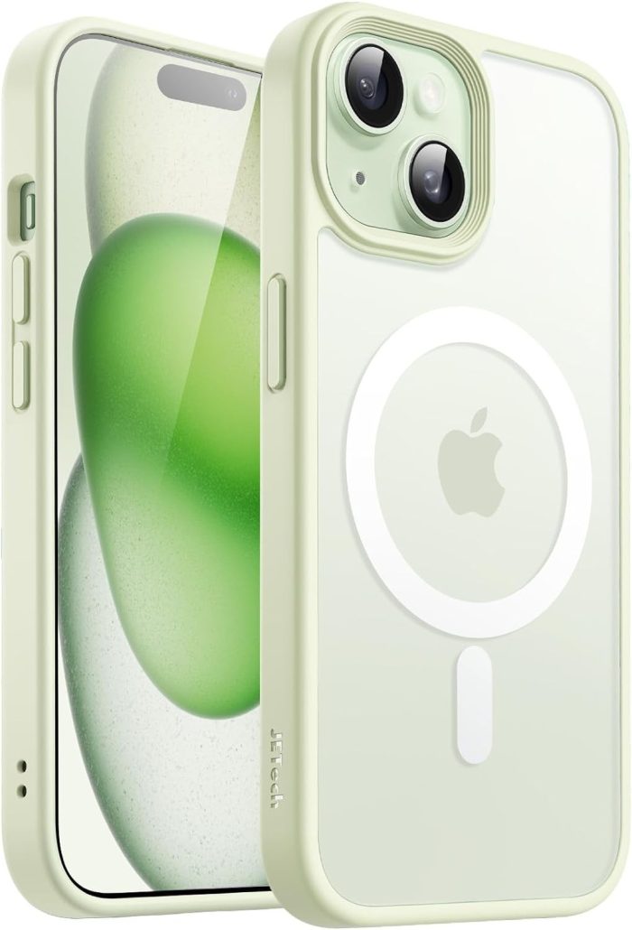 JETech Magnetyczna Etui dla iPhone 15 6,1 Cala Kompatybilny z MagSafe, Półprzezroczysta Matowe Tylna Szczupły Odporny na