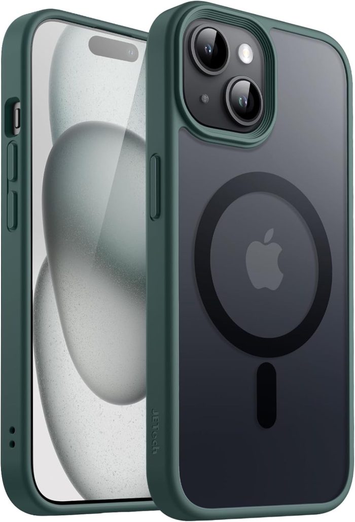 JETech Magnetyczna Etui dla iPhone 15 6,1 Cala Kompatybilny z MagSafe, Półprzezroczysta Matowe Tylna Szczupły Odporny na