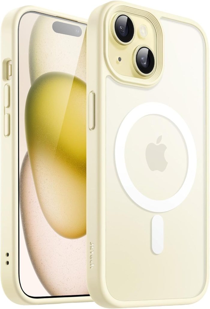 JETech Magnetyczna Etui dla iPhone 15 6,1 Cala Kompatybilny z MagSafe, Półprzezroczysta Matowe Tylna Szczupły Odporny na