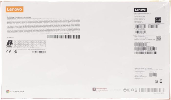 Lenovo Chromebook IdeaPad Duet 3 tablet 2 w 1, wyświetlacz dotykowy 2K 10,9", Qualcomm Snapdragon 7c Gen 2, 4 GB RAM, dysk SSD