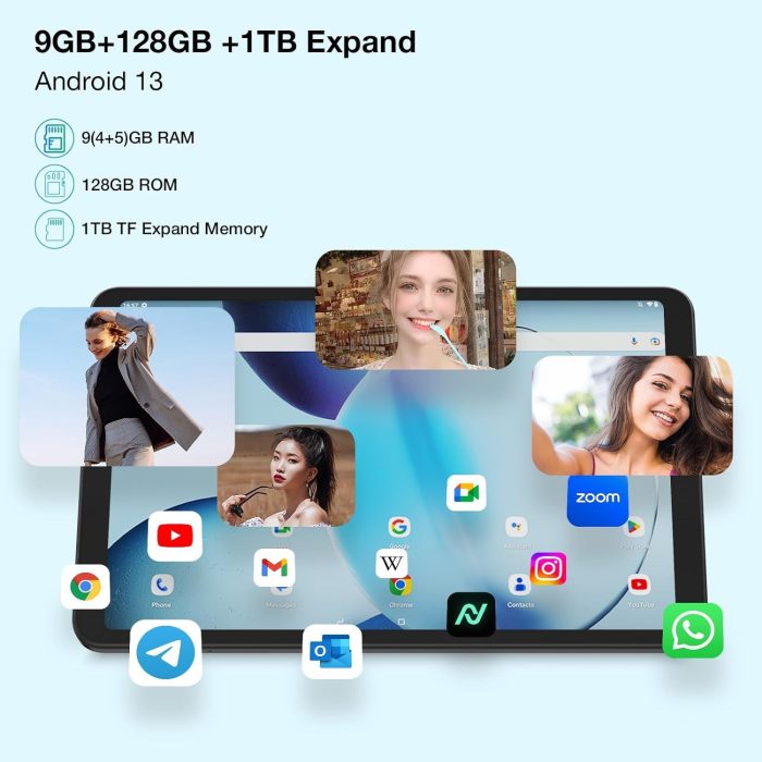 DOOGEE T20 Mini tablet 8,4 cala, wyświetlacz 2,3 K FHD+, 9 GB RAM + 128 GB ROM (1TB TF) Android 13, tablet 5060 mAh 13 MP,