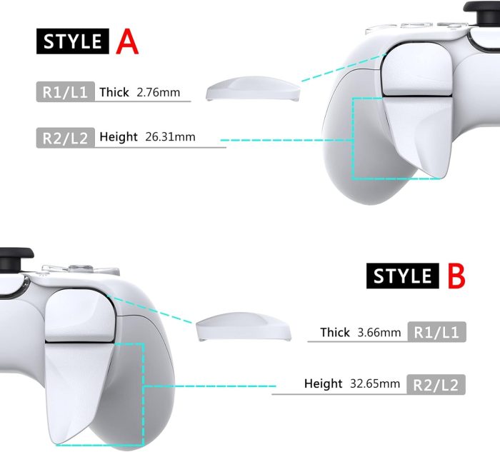 PlayVital BLADE 2 par Przycisk Wyzwalacza do ps5 Kontrolera,Przedłużacze Zderzaka do ps5 Controller,Przycisków Naramiennych