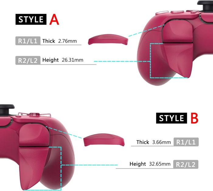 PlayVital BLADE 2 par Przycisk Wyzwalacza do ps5 Kontrolera,Przedłużacze Zderzaka do ps5 Controller,Przycisków Naramiennych