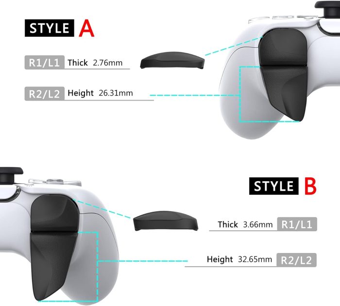 PlayVital BLADE 2 par Przycisk Wyzwalacza do ps5 Kontrolera,Przedłużacze Zderzaka do ps5 Controller,Przycisków Naramiennych