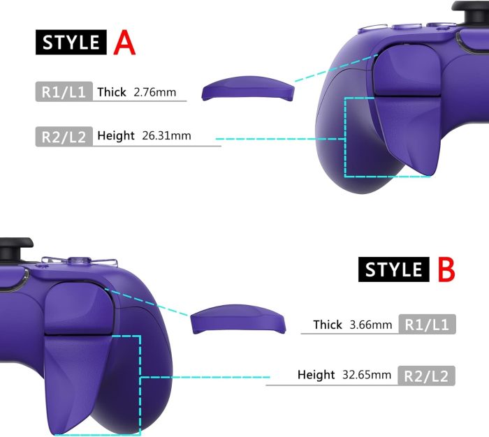PlayVital BLADE 2 par Przycisk Wyzwalacza do ps5 Kontrolera,Przedłużacze Zderzaka do ps5 Controller,Przycisków Naramiennych