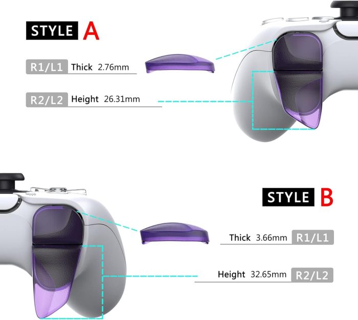 PlayVital BLADE 2 par Przycisk Wyzwalacza do ps5 Kontrolera,Przedłużacze Zderzaka do ps5 Controller,Przycisków Naramiennych