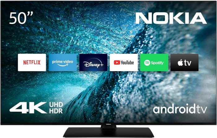 Nokia 50 Cali (120cm) 4K UHD Smart Android TV (DVB-C/S2/T2, Netflix, Prime Video, Disney+) - UN50GV310I - 2023
