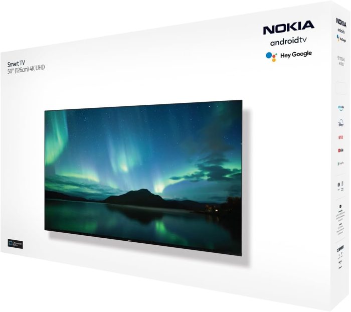 Nokia 50 Cali (120cm) 4K UHD Smart Android TV (DVB-C/S2/T2, Netflix, Prime Video, Disney+) - UN50GV310I - 2023