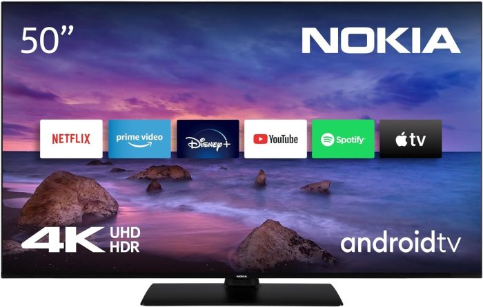 Nokia 50 Cali (120cm) 4K UHD Smart Android TV (DVB-C/S2/T2, Netflix, Prime Video, Disney+) - UN50GV310I - 2023