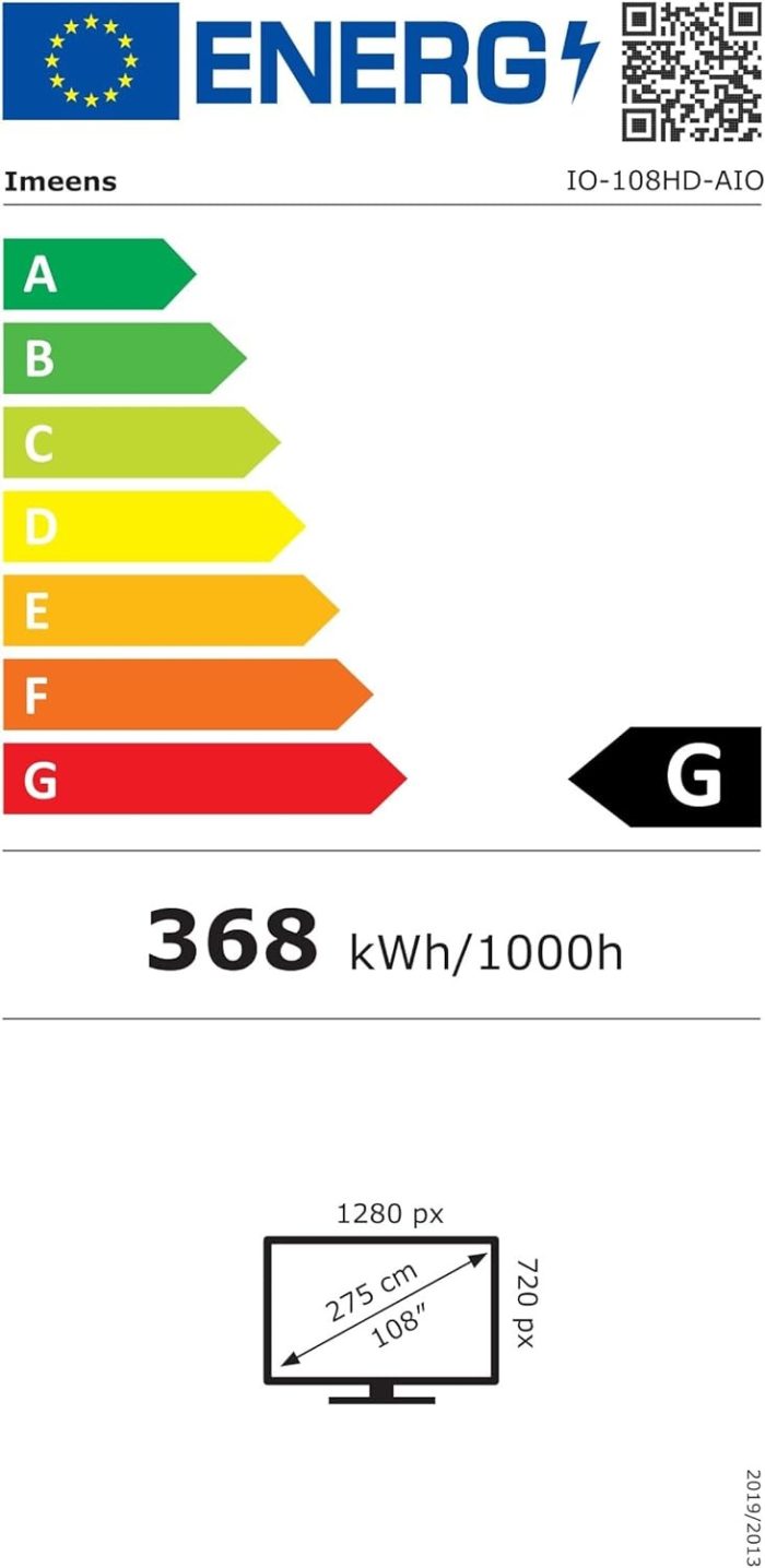 Imeens TV LED 108 cali (275 cm) HD 2024 - IO-108HD-AIO - Profesjonalny gigantyczny ekran HD - Ultra cienki 31 mm